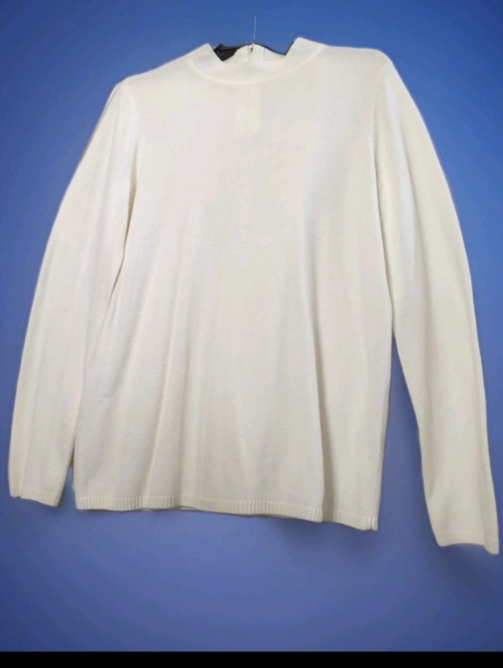 Kim Rogers Sweater Women Ivory Acrylic Crew Neck With Zipper at Back  Large